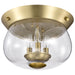 SATCO/NUVO Boliver 3 Light Flush Mount Vintage Brass Finish Clear Seeded Glass (60-7807)