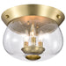 SATCO/NUVO Boliver 3 Light Flush Mount Vintage Brass Finish Clear Seeded Glass (60-7807)