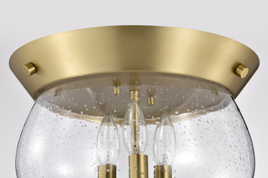 SATCO/NUVO Boliver 3 Light Flush Mount Vintage Brass Finish Clear Seeded Glass (60-7807)