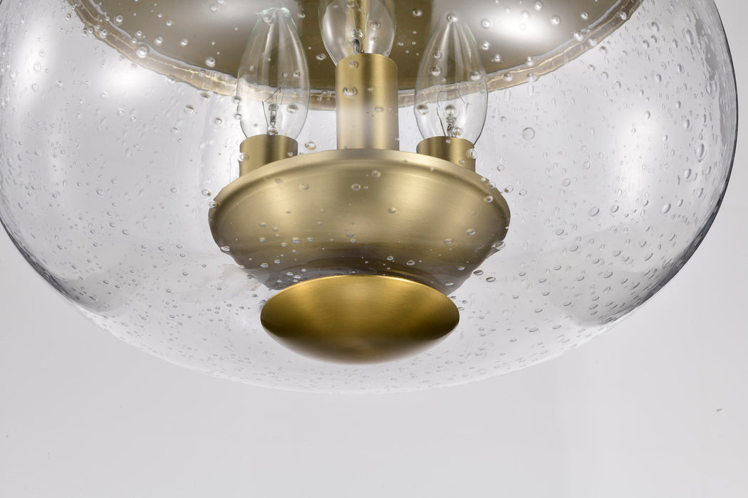 SATCO/NUVO Boliver 3 Light Flush Mount Vintage Brass Finish Clear Seeded Glass (60-7807)