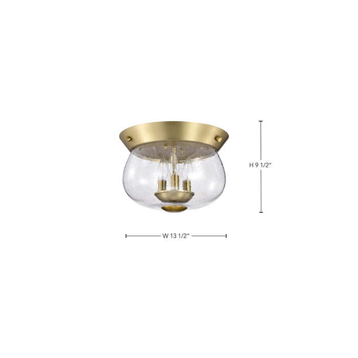 SATCO/NUVO Boliver 3 Light Flush Mount Vintage Brass Finish Clear Seeded Glass (60-7807)