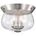 SATCO/NUVO Boliver 3 Light Flush Mount Brushed Nickel Finish Clear Seeded Glass (60-7808)