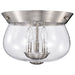 SATCO/NUVO Boliver 3 Light Flush Mount Brushed Nickel Finish Clear Seeded Glass (60-7808)