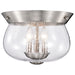 SATCO/NUVO Boliver 3 Light Flush Mount Brushed Nickel Finish Clear Seeded Glass (60-7808)