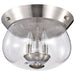 SATCO/NUVO Boliver 3 Light Flush Mount Brushed Nickel Finish Clear Seeded Glass (60-7808)