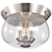SATCO/NUVO Boliver 3 Light Flush Mount Brushed Nickel Finish Clear Seeded Glass (60-7808)