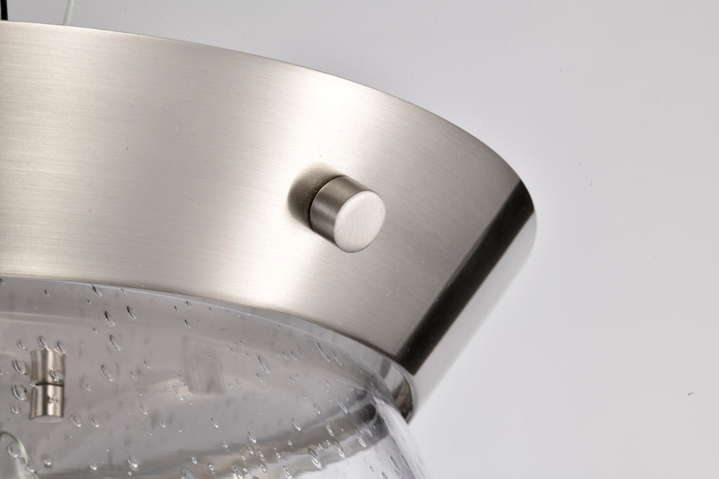 SATCO/NUVO Boliver 3 Light Flush Mount Brushed Nickel Finish Clear Seeded Glass (60-7808)