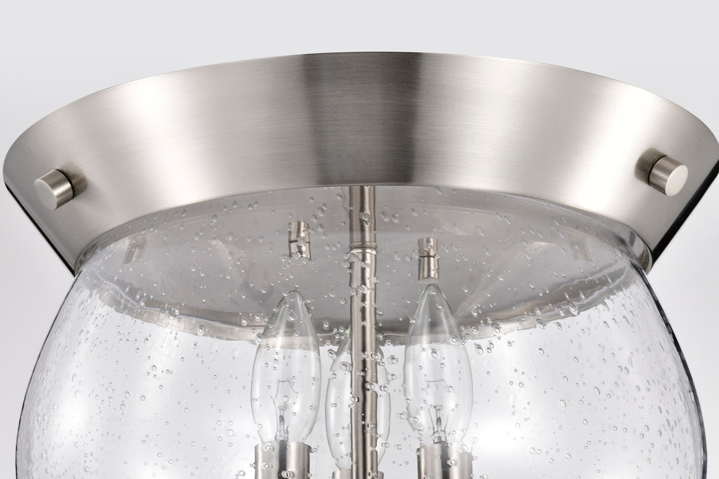 SATCO/NUVO Boliver 3 Light Flush Mount Brushed Nickel Finish Clear Seeded Glass (60-7808)