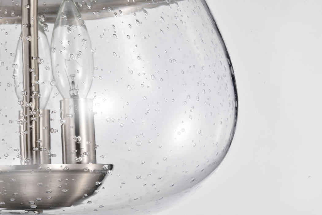 SATCO/NUVO Boliver 3 Light Flush Mount Brushed Nickel Finish Clear Seeded Glass (60-7808)