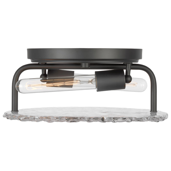 SATCO/NUVO Glacier 2 Light Large Flush Mount Medium Base 60W Matte Black Ice Glass (60-7810)