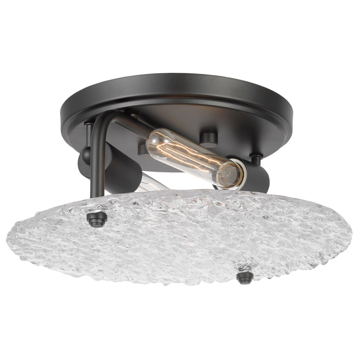 SATCO/NUVO Glacier 2 Light Large Flush Mount Medium Base 60W Matte Black Ice Glass (60-7810)
