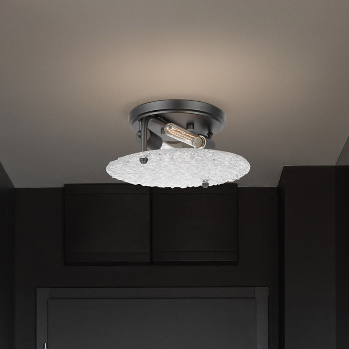 SATCO/NUVO Glacier 2 Light Large Flush Mount Medium Base 60W Matte Black Ice Glass (60-7810)