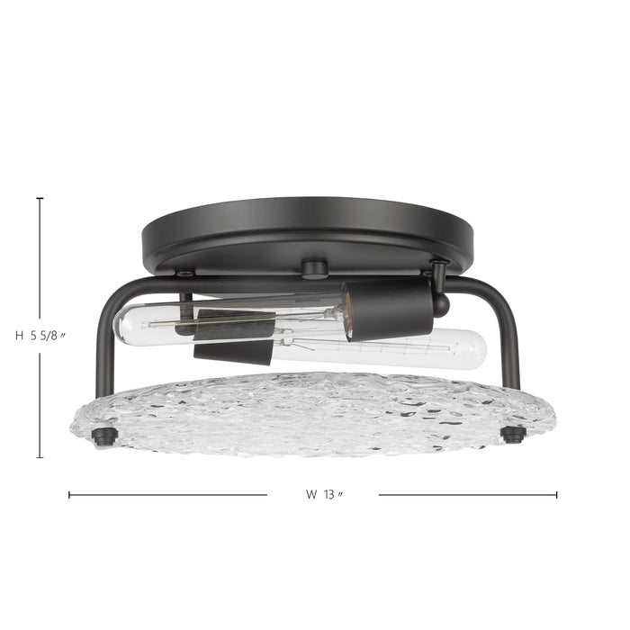 SATCO/NUVO Glacier 2 Light Large Flush Mount Medium Base 60W Matte Black Ice Glass (60-7810)