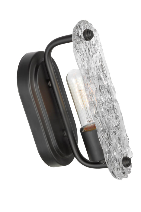 SATCO/NUVO Glacier 1 Light Vanity Medium Base 60W Matte Black Finish Ice Glass (60-7811)