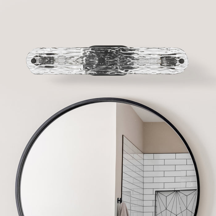 SATCO/NUVO Glacier 2 Light Vanity Medium Base 60W Matte Black Finish Ice Glass (60-7812)