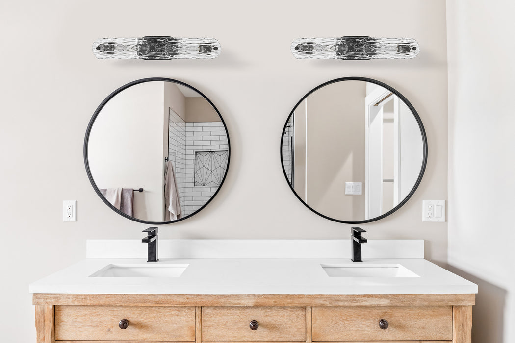 SATCO/NUVO Glacier 2 Light Vanity Medium Base 60W Matte Black Finish Ice Glass (60-7812)