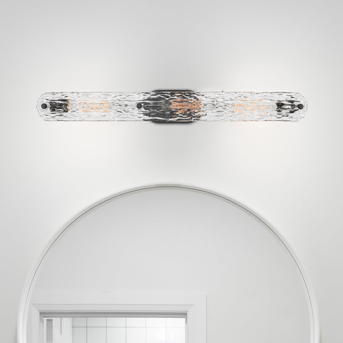 SATCO/NUVO Glacier 3 Light Vanity Medium Base 60W Matte Black Finish Ice Glass (60-7813)