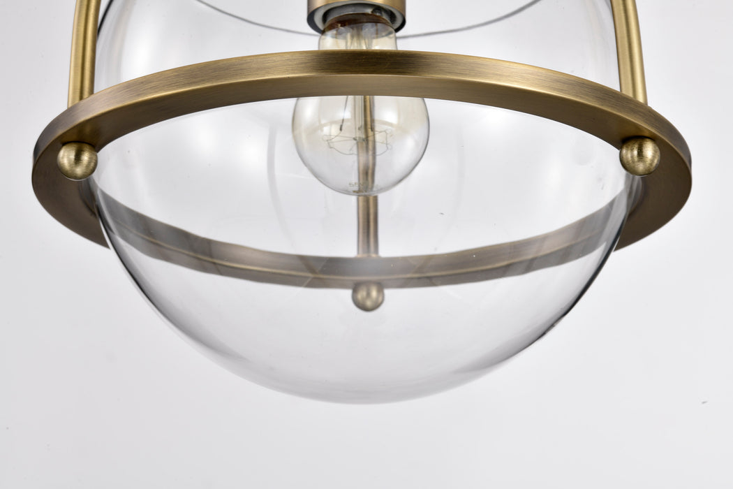 SATCO/NUVO Amado 1 Light Pendant 10 Inch Vintage Brass Finish Clear Glass (60-7815)
