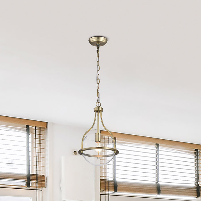 SATCO/NUVO Amado 1 Light Pendant 10 Inch Vintage Brass Finish Clear Glass (60-7815)