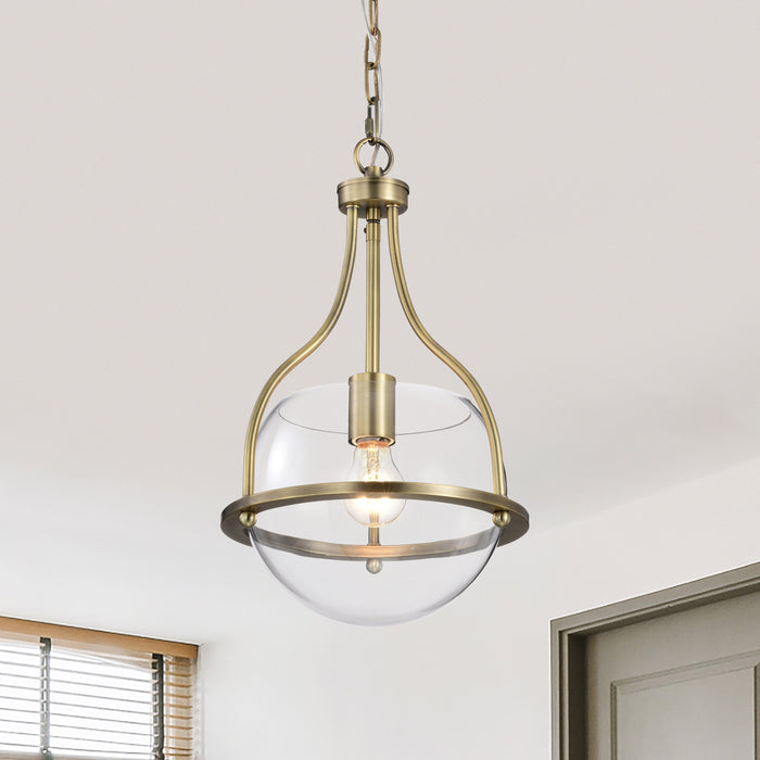 SATCO/NUVO Amado 1 Light Pendant 10 Inch Vintage Brass Finish Clear Glass (60-7815)