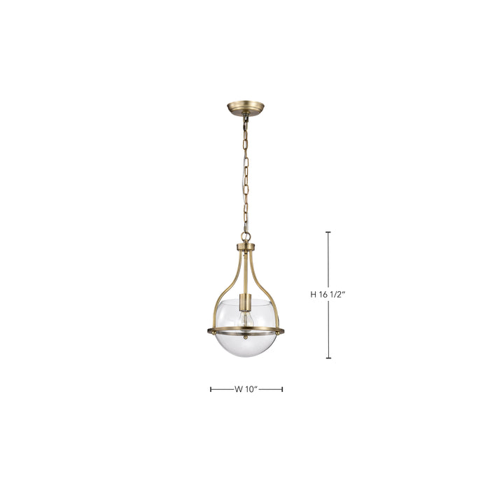 SATCO/NUVO Amado 1 Light Pendant 10 Inch Vintage Brass Finish Clear Glass (60-7815)