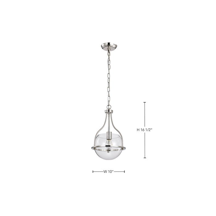 SATCO/NUVO Amado 1 Light Pendant 10 Inch Polished Nickel Finish Clear Glass (60-7816)