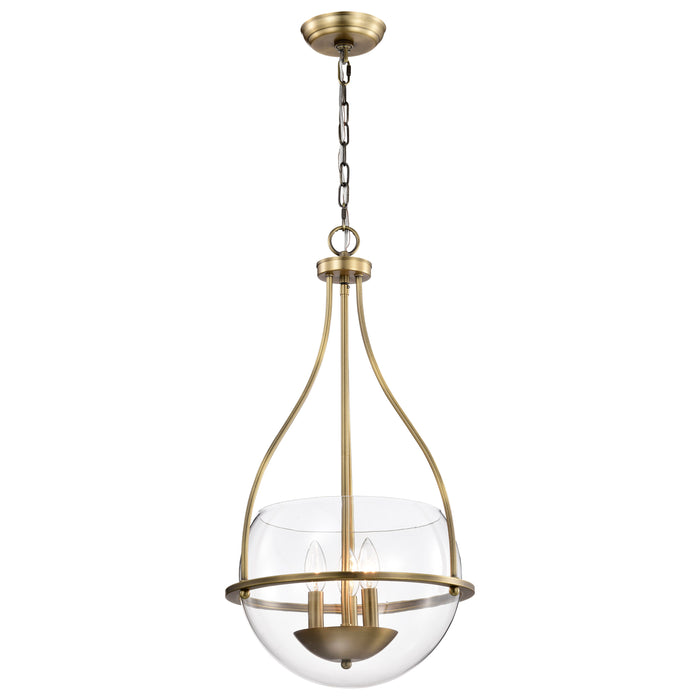 SATCO/NUVO Amado 3 Light Pendant 14 Inch Vintage Brass Finish Clear Glass (60-7818)