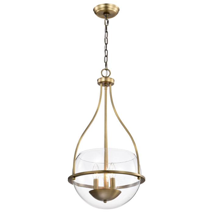 SATCO/NUVO Amado 3 Light Pendant 14 Inch Vintage Brass Finish Clear Glass (60-7818)