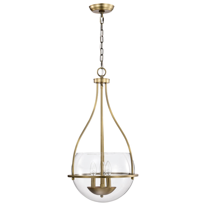 SATCO/NUVO Amado 3 Light Pendant 14 Inch Vintage Brass Finish Clear Glass (60-7818)