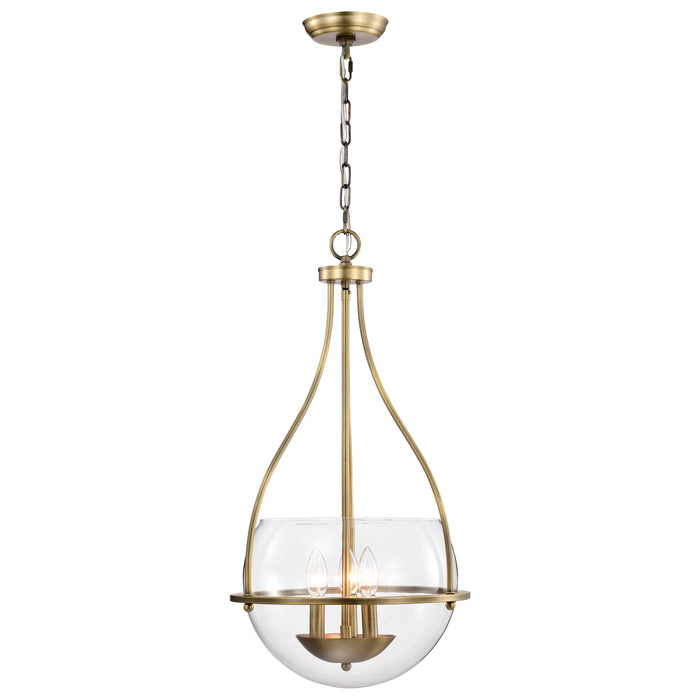 SATCO/NUVO Amado 3 Light Pendant 14 Inch Vintage Brass Finish Clear Glass (60-7818)