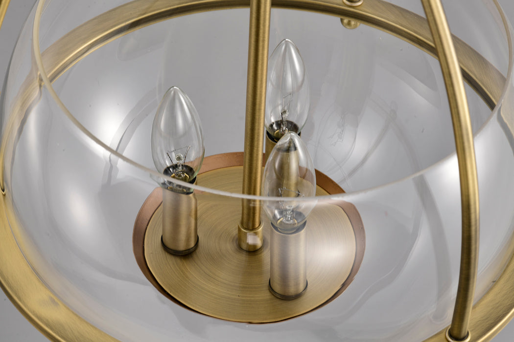 SATCO/NUVO Amado 3 Light Pendant 14 Inch Vintage Brass Finish Clear Glass (60-7818)