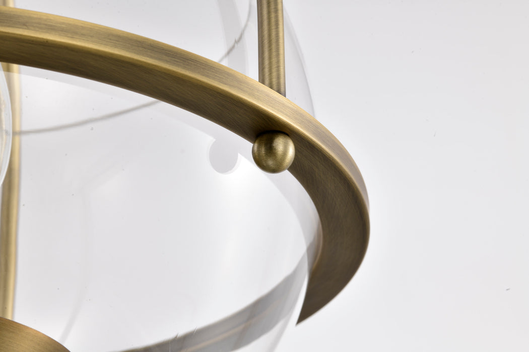 SATCO/NUVO Amado 3 Light Pendant 14 Inch Vintage Brass Finish Clear Glass (60-7818)