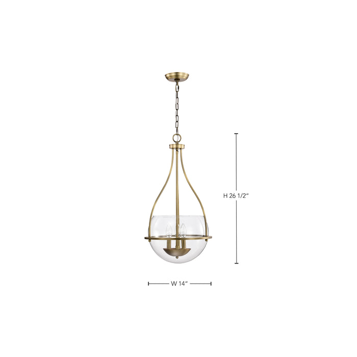 SATCO/NUVO Amado 3 Light Pendant 14 Inch Vintage Brass Finish Clear Glass (60-7818)
