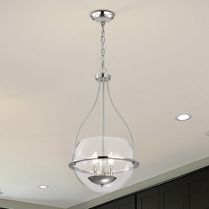 SATCO/NUVO Amado 3 Light Pendant 14 Inch Polished Nickel Finish Clear Glass (60-7819)