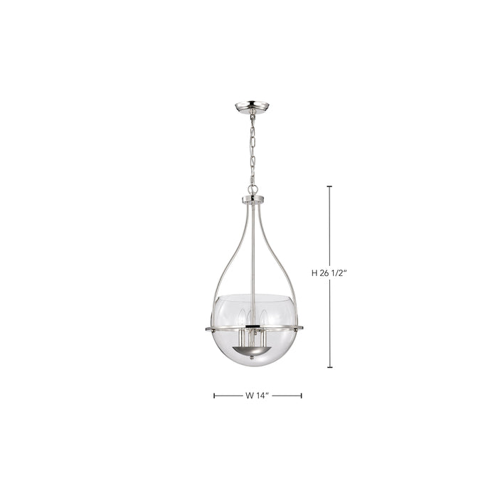 SATCO/NUVO Amado 3 Light Pendant 14 Inch Polished Nickel Finish Clear Glass (60-7819)