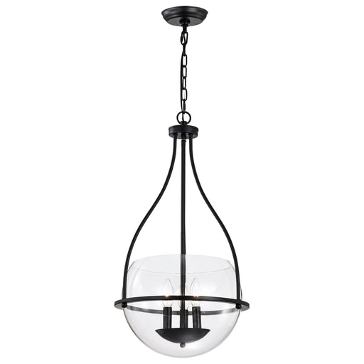 SATCO/NUVO Amado 3 Light Pendant 14 Inch Matte Black Finish Clear Glass (60-7820)