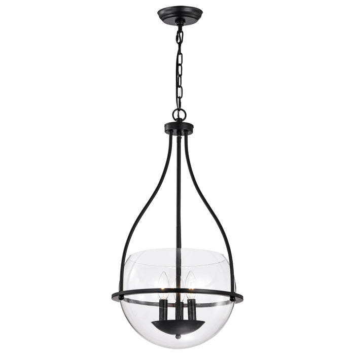 SATCO/NUVO Amado 3 Light Pendant 14 Inch Matte Black Finish Clear Glass (60-7820)