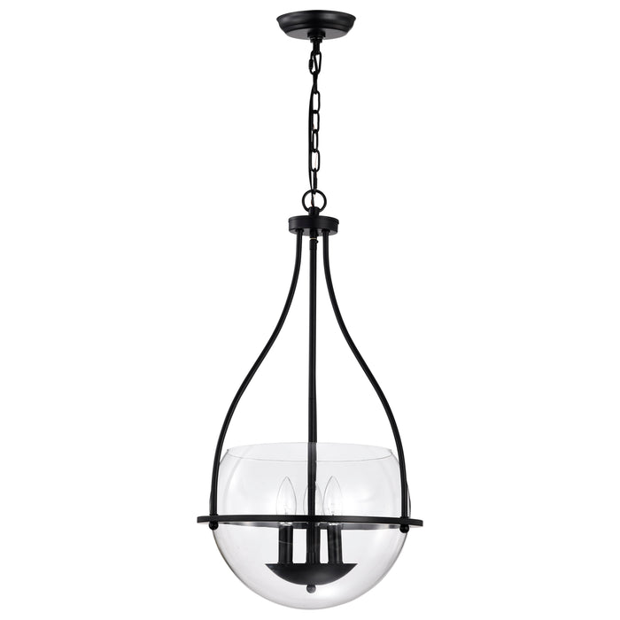 SATCO/NUVO Amado 3 Light Pendant 14 Inch Matte Black Finish Clear Glass (60-7820)