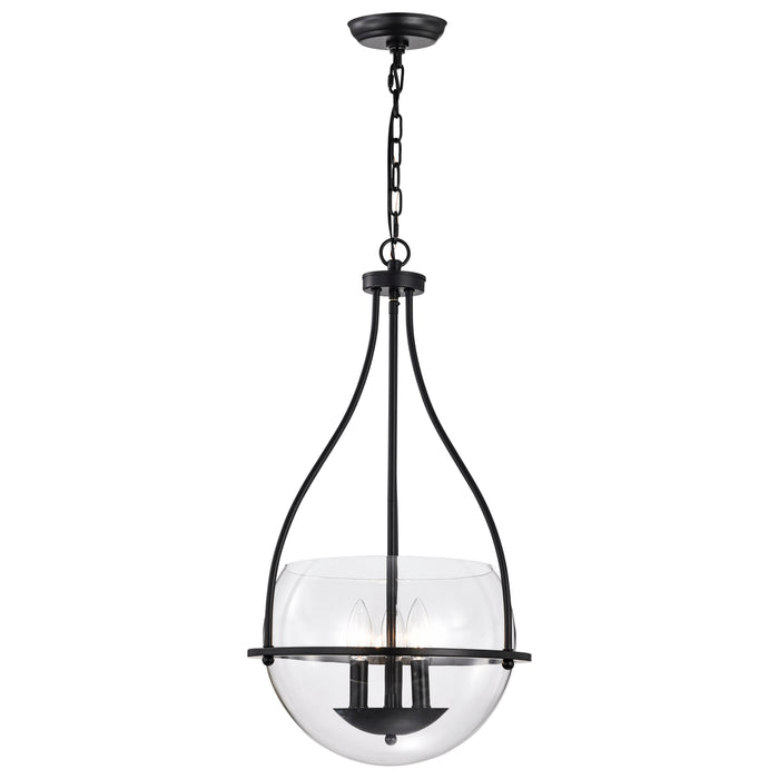 SATCO/NUVO Amado 3 Light Pendant 14 Inch Matte Black Finish Clear Glass (60-7820)