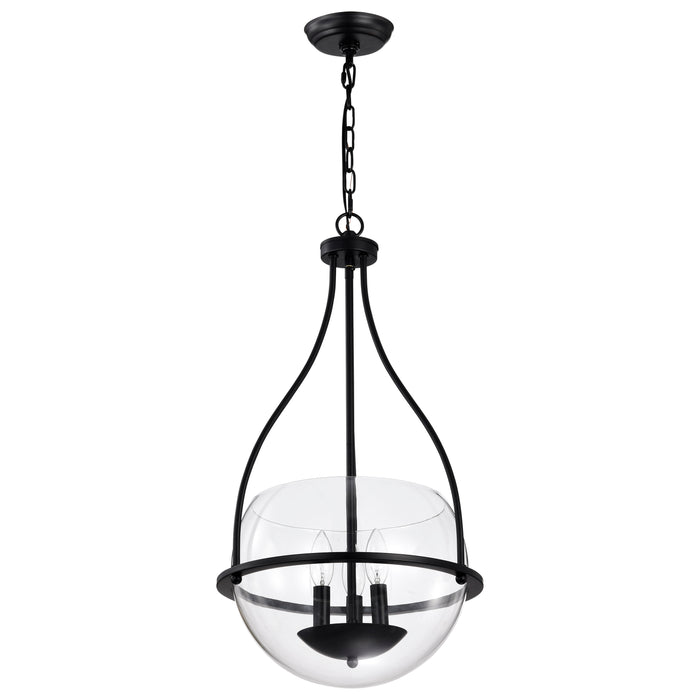 SATCO/NUVO Amado 3 Light Pendant 14 Inch Matte Black Finish Clear Glass (60-7820)