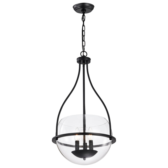 SATCO/NUVO Amado 3 Light Pendant 14 Inch Matte Black Finish Clear Glass (60-7820)