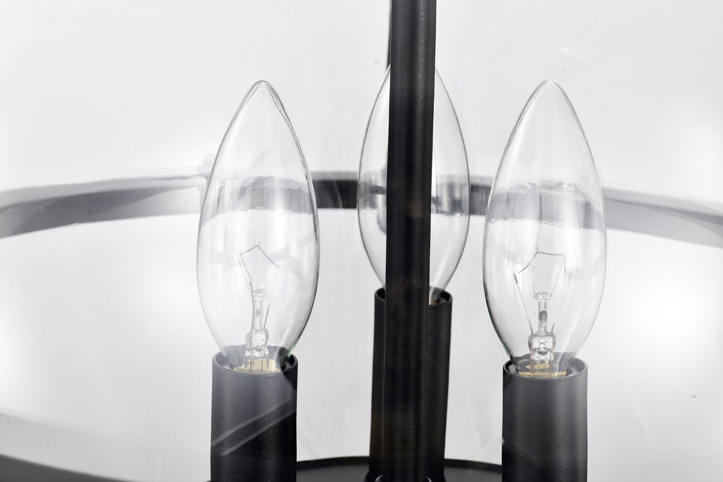 SATCO/NUVO Amado 3 Light Pendant 14 Inch Matte Black Finish Clear Glass (60-7820)