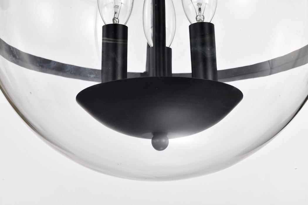 SATCO/NUVO Amado 3 Light Pendant 14 Inch Matte Black Finish Clear Glass (60-7820)