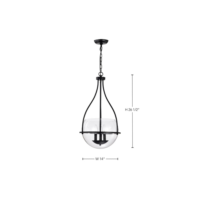 SATCO/NUVO Amado 3 Light Pendant 14 Inch Matte Black Finish Clear Glass (60-7820)