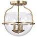 SATCO/NUVO Amado 3 Light Semi Flush Mount Vintage Brass Finish Clear Glass (60-7821)