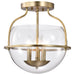 SATCO/NUVO Amado 3 Light Semi Flush Mount Vintage Brass Finish Clear Glass (60-7821)