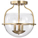 SATCO/NUVO Amado 3 Light Semi Flush Mount Vintage Brass Finish Clear Glass (60-7821)