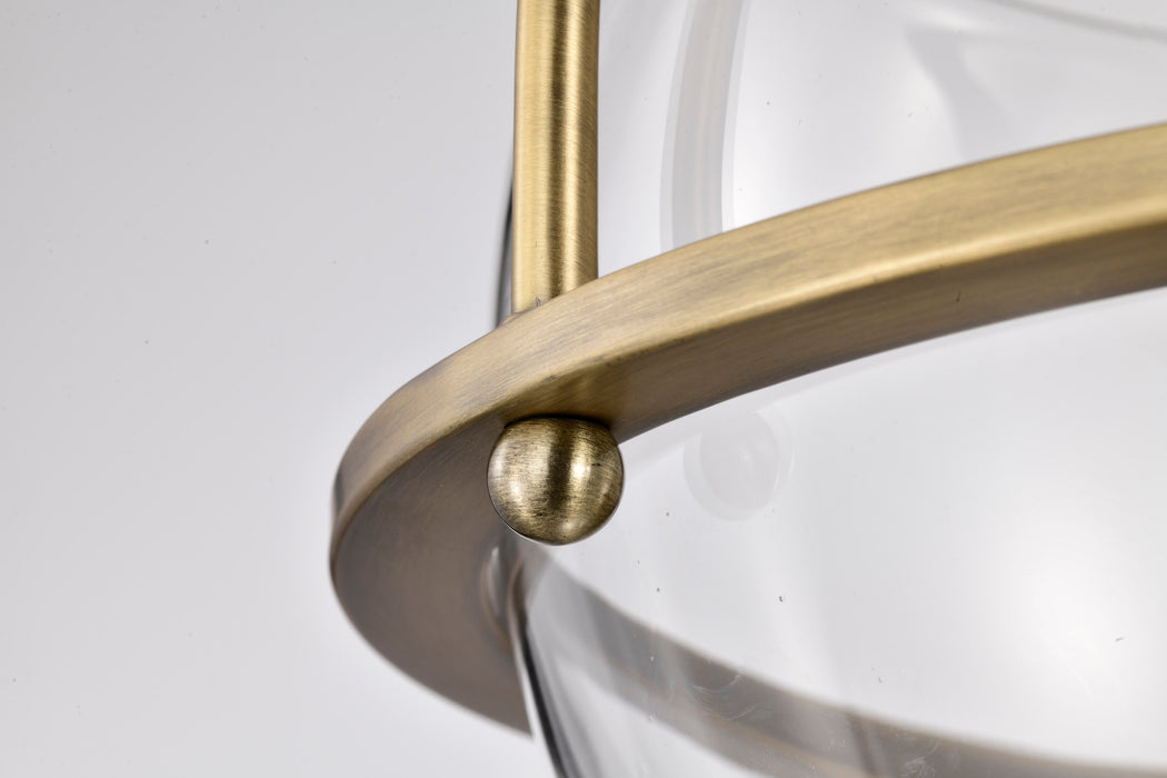 SATCO/NUVO Amado 3 Light Semi Flush Mount Vintage Brass Finish Clear Glass (60-7821)