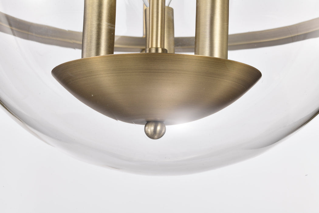 SATCO/NUVO Amado 3 Light Semi Flush Mount Vintage Brass Finish Clear Glass (60-7821)