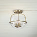 SATCO/NUVO Amado 3 Light Semi Flush Mount Vintage Brass Finish Clear Glass (60-7821)